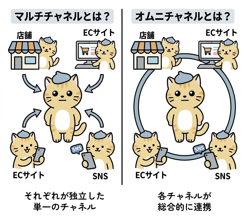 マルチチャネルとオムニチャネルの違い