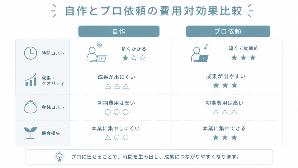 自作とプロ依頼の費用対効果比較