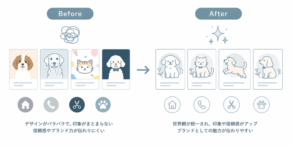 世界観が統一されたブランドと統一されていないブランドの比較
