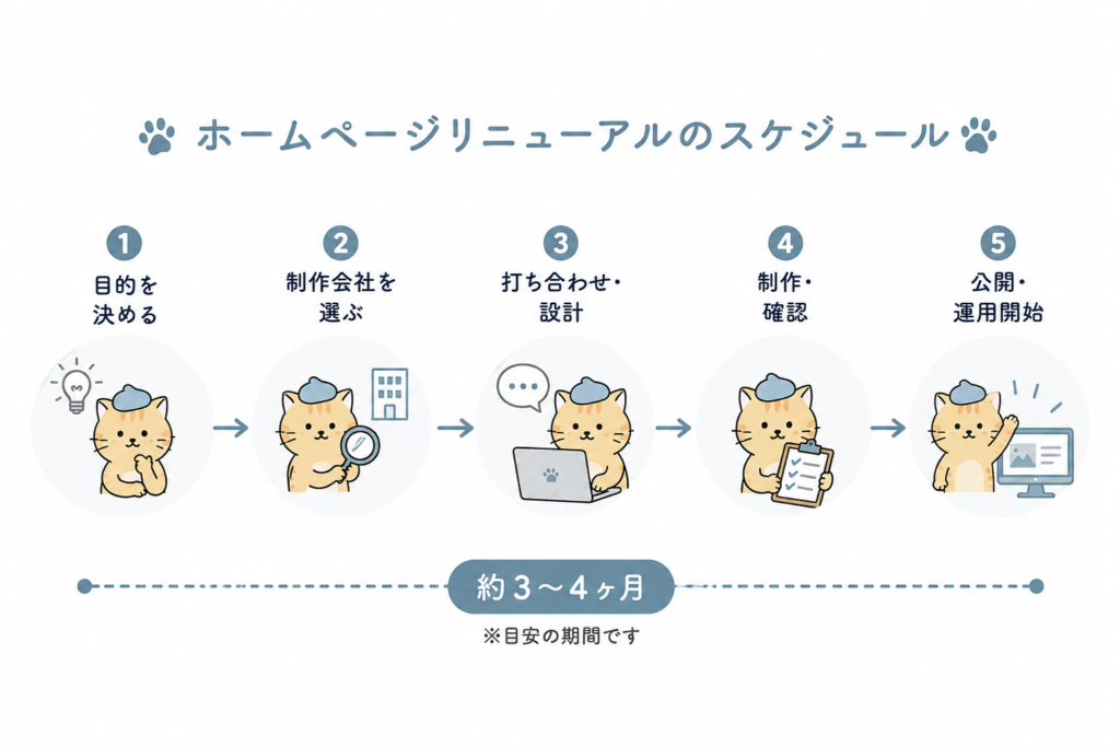ホームページリニューアルのスケジュール例